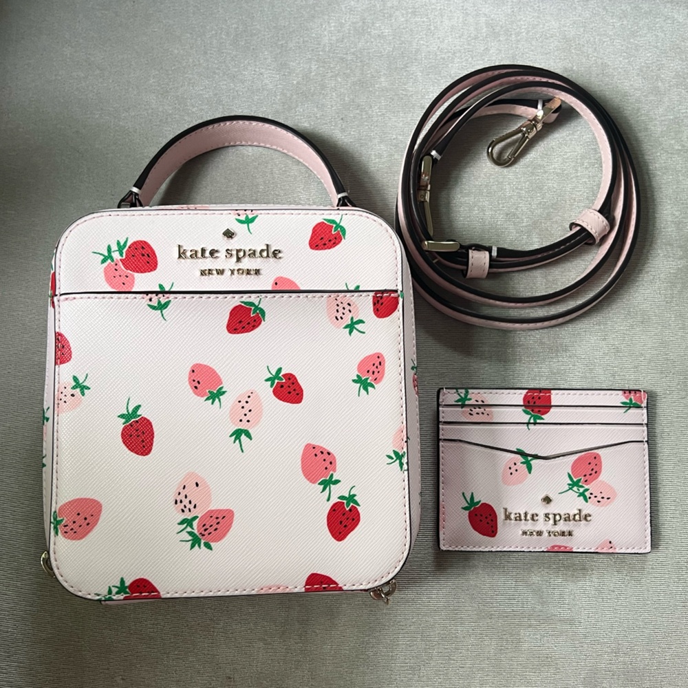 Kate Spade Strawberry Crossbody & Card Holder Set